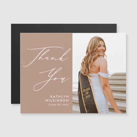 Blush Pink Elegant Script Photo AFSTUDEERDER Harte (Voorkant / Achterkant)