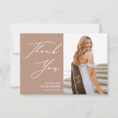 Blush Pink Elegant Script Simple Photo Afstuderen Bedankkaart (Voorkant)