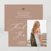 Blush Pink Elegant Script Simple Photo Afstuderen Bedankkaart (Voorkant / Achterkant)