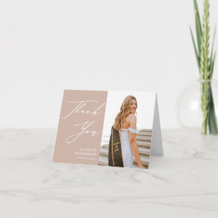 Blush Pink Elegant Script Simple Photo Afstuderen Bedankkaart