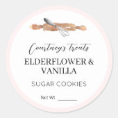 Blush Pink Elegant Sugar Cookies Dessert Verpakkin Ronde Sticker (Voorkant)