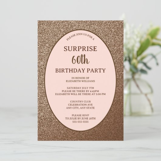 Blush Pink Elegant Surprise 60ste verjaardag digit Kaart (Staand voorkant)