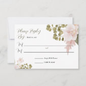 Blush Pink Elegant Waterverf Bloemen RSVP (Voorkant)