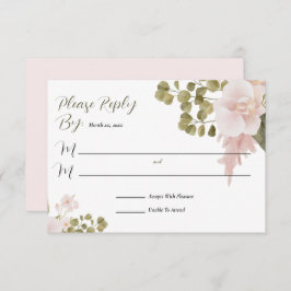 Blush Pink Elegant Waterverf Bloemen RSVP