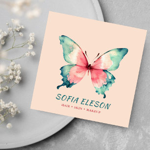 Blush Pink Elegant Waterverf Butterfly Beauty Vierkante Visitekaartje