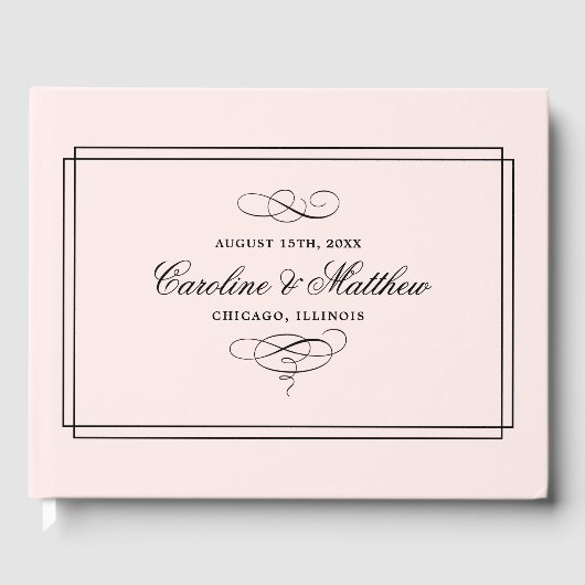 Blush Pink Elegant Wedding Guest Books Gastenboek (Voorkant)