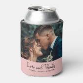 Blush Pink Elegant Wedding Love and Thanks Photo Blikjeskoeler (Blikje Voorkant)