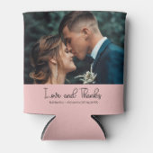 Blush Pink Elegant Wedding Love and Thanks Photo Blikjeskoeler (Voorkant)