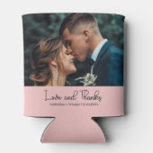 Blush Pink Elegant Wedding Love and Thanks Photo Blikjeskoeler (Achterkant)