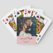 Blush Pink Elegant Wedding Love and Thanks Photo Pokerkaarten (Achterkant)