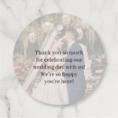 Blush Pink Elegant Wedding Love & Thanks Photo Bedankjes Labels (Achterkant)