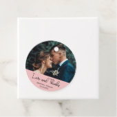 Blush Pink Elegant Wedding Love & Thanks Photo Bedankjes Labels (In situ)