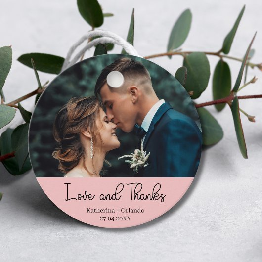 Blush Pink Elegant Wedding Love & Thanks Photo Bedankjes Labels