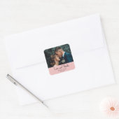 Blush Pink Elegant Wedding Love & Thanks Photo Vierkante Sticker (Envelop)