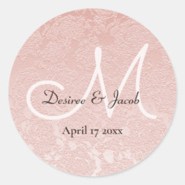 Blush Pink Elegant Wedding Monogram Ronde Sticker