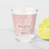 Blush Pink Elegant Wedding Monogram Shot Glas (Voorkant)