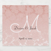 Blush Pink Elegant Wedding Reception Monogram Sparkling Wijnetiket (Enkel label)