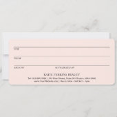 Blush Pink Elegant Zakelijk Cadeaubon (Achterkant)