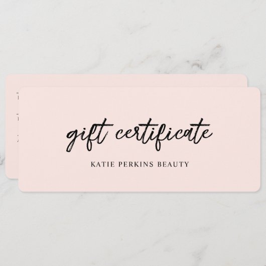 Blush Pink Elegant Zakelijk Cadeaubon (Voorkant / Achterkant)