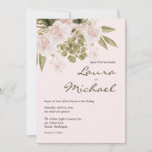 Blush Pink Elegante Huwelijksuitnodiging Kaart (Voorkant)