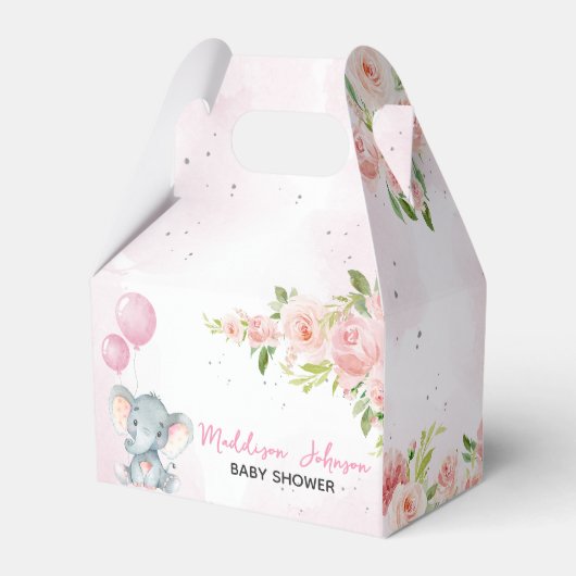 Blush Pink Elephant Baby shower Bedankdoosjes (Voorkant Zijde)