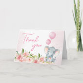 Blush Pink Elephant Baby shower Bedankkaart (Voorkant)