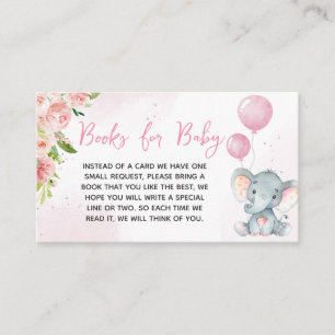 Blush Pink Elephant Baby shower Boeken voor Baby Informatiekaartje