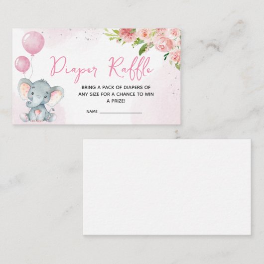 Blush Pink Elephant Baby shower Informatiekaartje (Voorkant / Achterkant)