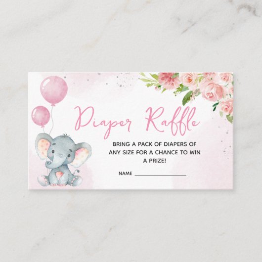 Blush Pink Elephant Baby shower Informatiekaartje (Voorkant)