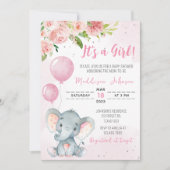 Blush Pink Elephant Baby shower Kaart (Voorkant)