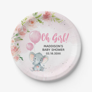Blush Pink Elephant Baby shower Papieren Bordje