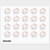 Blush Pink Elephant Baby shower Ronde Sticker (Vel)