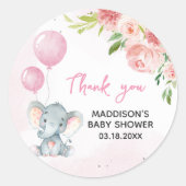 Blush Pink Elephant Baby shower Ronde Sticker (Voorkant)