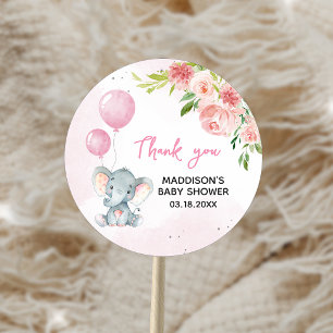 Blush Pink Elephant Baby shower Ronde Sticker
