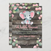 Blush Pink Elephant Baby shower uitnodiging, rusti Kaart (Voorkant / Achterkant)