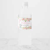 Blush Pink Elephant Baby shower Waterfles Etiket (Voorkant)