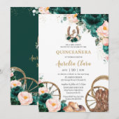 Blush Pink Emerald Green Wild West Quinceañera Kaart (Voorkant / Achterkant)