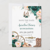 Blush Pink Emerald Green Wild West Quinceañera Save The Date (Voorkant)