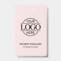 Blush Pink Employee ID met aangepaste zakelijke Lo