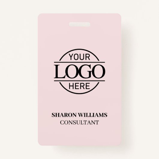 Blush Pink Employee ID met aangepaste zakelijke Lo Badge (Voorkant)