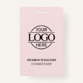 Blush Pink Employee ID met aangepaste zakelijke Lo Badge (Achterkant)