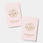 Blush Pink Employee ID met aangepaste zakelijke Lo Badge (Voor- en achterkant)