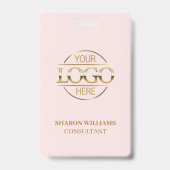 Blush Pink Employee ID met aangepaste zakelijke Lo Badge (Achterkant)