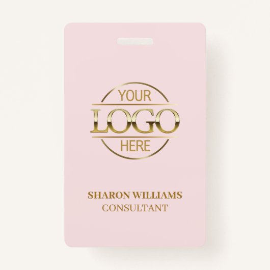 Blush Pink Employee ID met aangepaste zakelijke Lo Badge (Voorkant)
