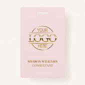 Blush Pink Employee ID met aangepaste zakelijke Lo Badge (Achterkant)