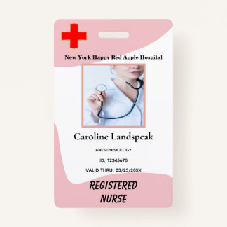 Blush Pink Employee Photo Logo for Hospital Nurse Badge
