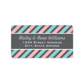 Blush Pink en Aqua Blue Stripes | Retouradres Etiket (Voorkant)