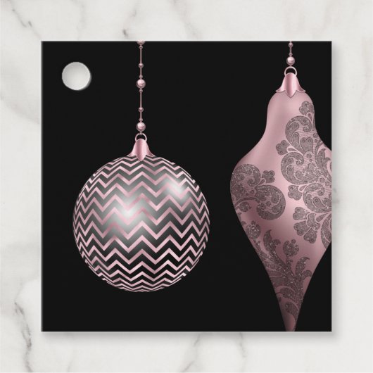 Blush Pink en Black Chevron en Damaskerst Bedankjes Labels (Voorkant)