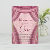 Blush Pink en Bourgogne eerste verjaardag Kaart (Staand voorkant)