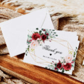 Blush Pink en Bourgogne Roos Bedankkaart